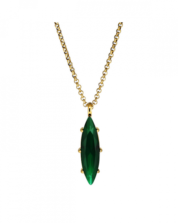 TAKESHI EMERALD GREEN Halsband Guld i gruppen Halsband / Guldhalsband hos SCANDINAVIAN JEWELRY DESIGN (470042)