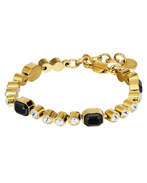 GRIVNA BLACK / CRYSTAL Armband Guld i gruppen Armband / Guldarmband hos SCANDINAVIAN JEWELRY DESIGN (470091)
