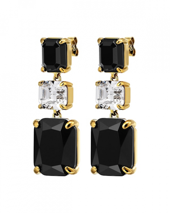 ESMARA BLACK / CRYSTAL Örhängen Guld i gruppen Örhängen / Guldörhängen hos SCANDINAVIAN JEWELRY DESIGN (470149)