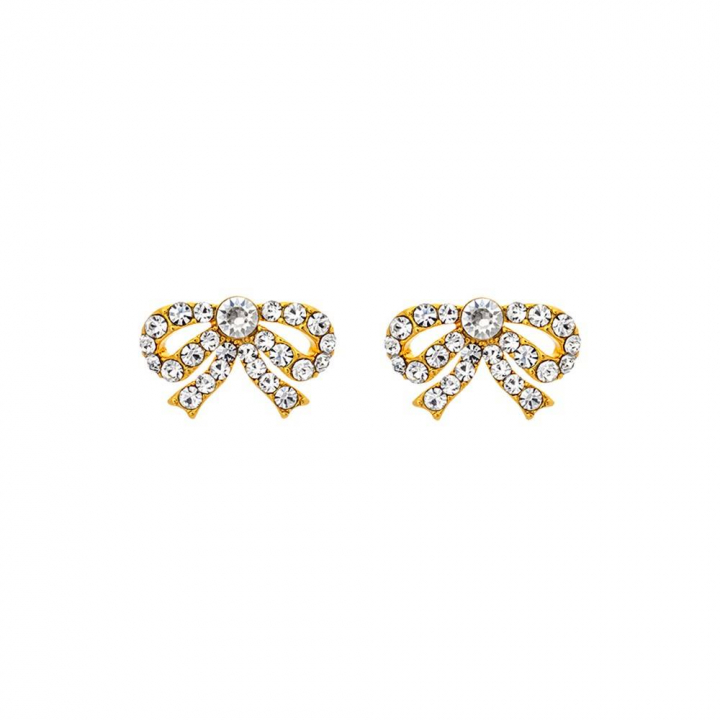 Petite Antoinette bow örhängen – Crystal (Guld)