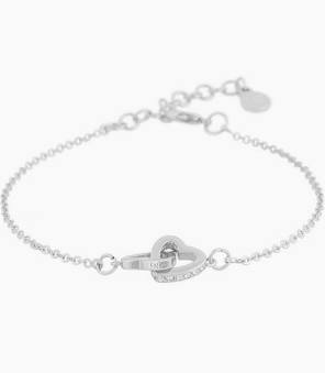 CONNECTED CHAIN ARMBAND HEART SILVER CLEAR