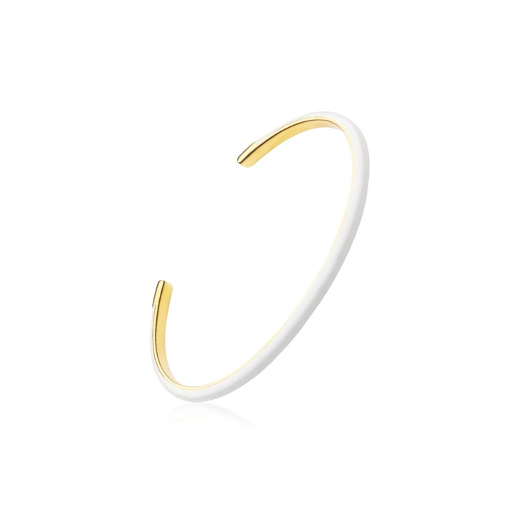 Enamel cuff white (gold) i gruppen Armband / Armringar hos SCANDINAVIAN JEWELRY DESIGN (B2205GPEW-OS)