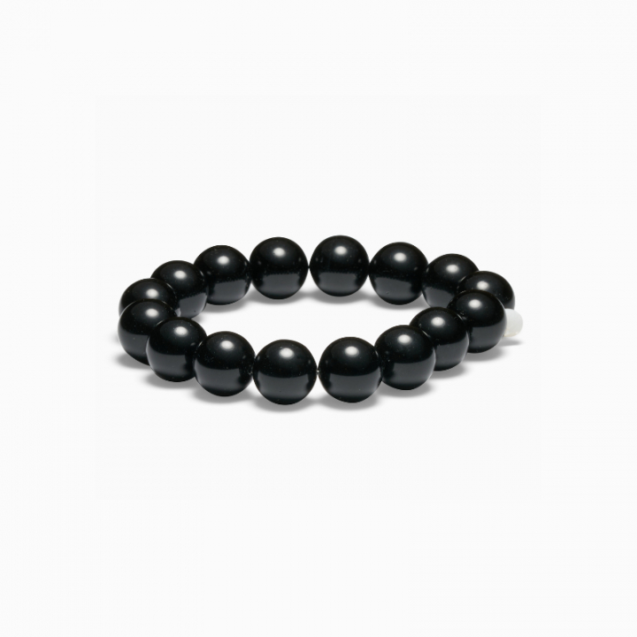 Chunky Black Onyx Stretch Armband i gruppen Armband / Silverarmband hos SCANDINAVIAN JEWELRY DESIGN (BO-KA-12MM)