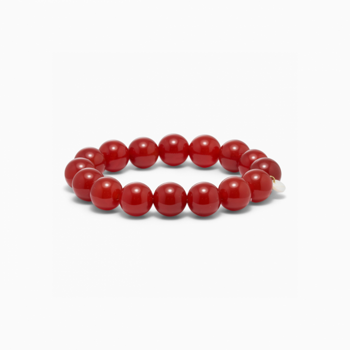 Chunky Red Jade Stretch Armband i gruppen Armband / Silverarmband hos SCANDINAVIAN JEWELRY DESIGN (CROEJ-KA-12MM)