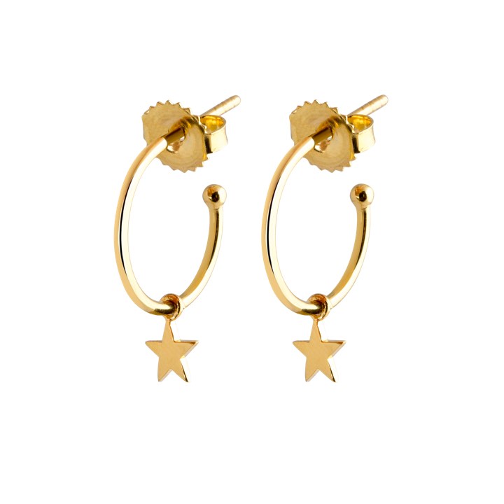 Mini Hoops örhänge Star (guld) i gruppen Örhängen / Guldörhängen hos SCANDINAVIAN JEWELRY DESIGN (E1643GPS0-OS)