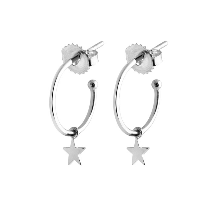 Mini Hoops örhänge Star (silver) i gruppen Örhängen / Silverörhängen hos SCANDINAVIAN JEWELRY DESIGN (E1643RHS0-OS)