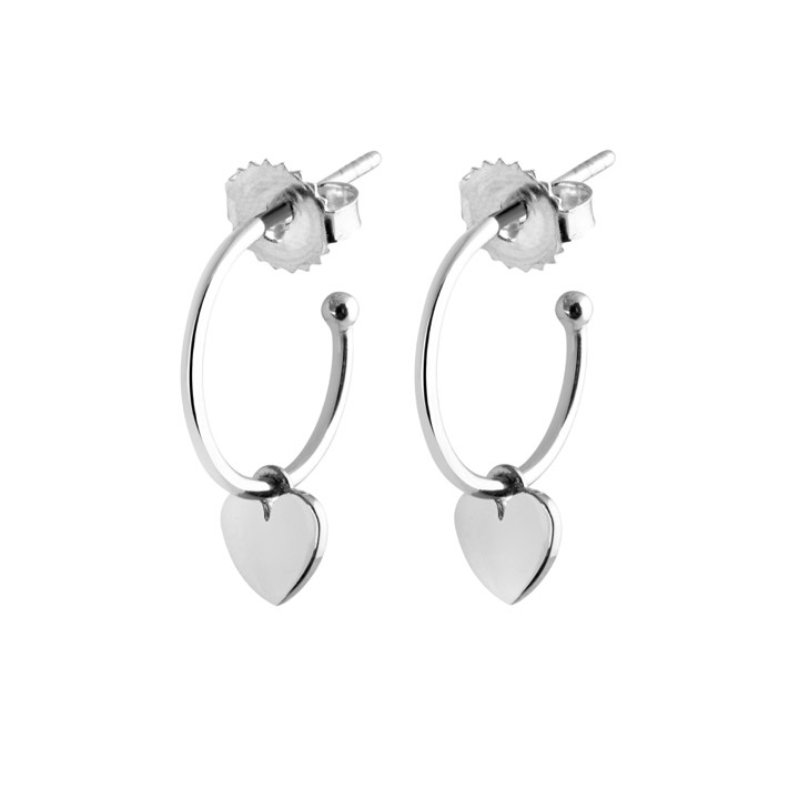 Mini Hoops örhänge Heart (silver) i gruppen Örhängen / Silverörhängen hos SCANDINAVIAN JEWELRY DESIGN (E1644RHS0-OS)