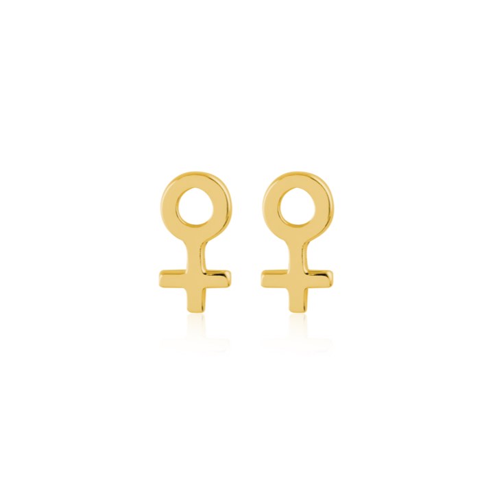 Woman Symbol Studs örhänge (guld) i gruppen Örhängen / Guldörhängen hos SCANDINAVIAN JEWELRY DESIGN (E2084GPS0-OS)