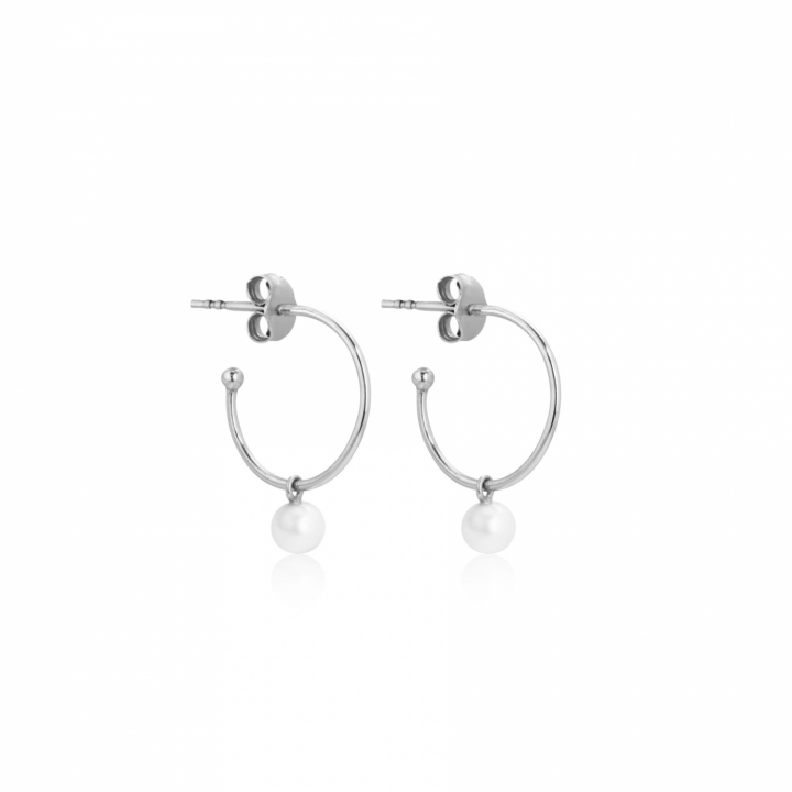 Pearl Mini Hoops örhänge (silver) i gruppen Örhängen / Pärlörhängen hos SCANDINAVIAN JEWELRY DESIGN (E2105RHS0-OS)
