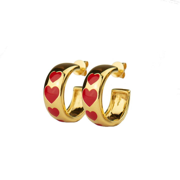 SOPHIE by SOPHIE Red heart hoops guld