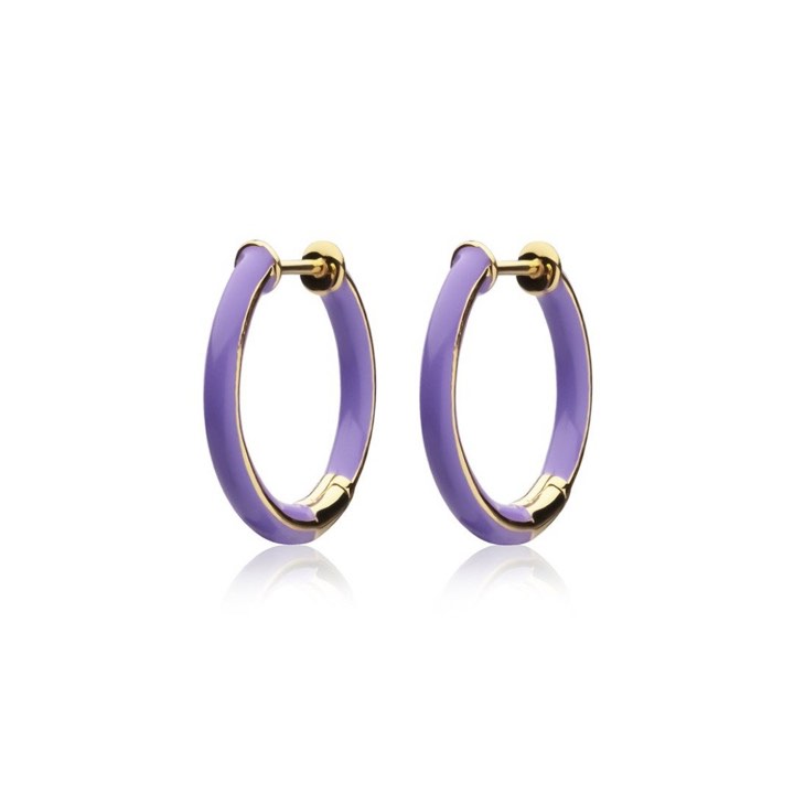 Enamel thin hoops purple (gold) i gruppen Örhängen / Guldörhängen hos SCANDINAVIAN JEWELRY DESIGN (E2150GEPU-OS)