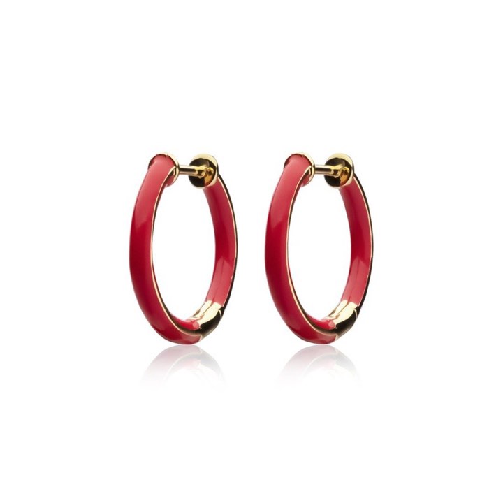 SOPHIE by SOPHIE Enamel thin hoops red (gold)