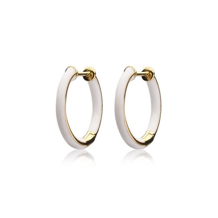 SOPHIE by SOPHIE Enamel thin hoops white (gold)