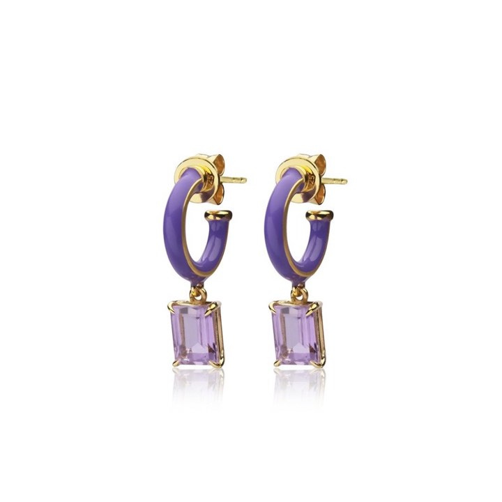 Iris enamel hoops purple (gold) i gruppen Örhängen / Guldörhängen hos SCANDINAVIAN JEWELRY DESIGN (E2151GEAB-OS)