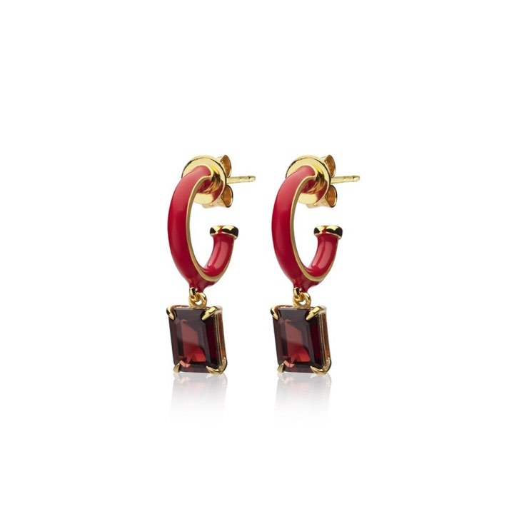 SOPHIE by SOPHIE Iris enamel hoops red (gold)