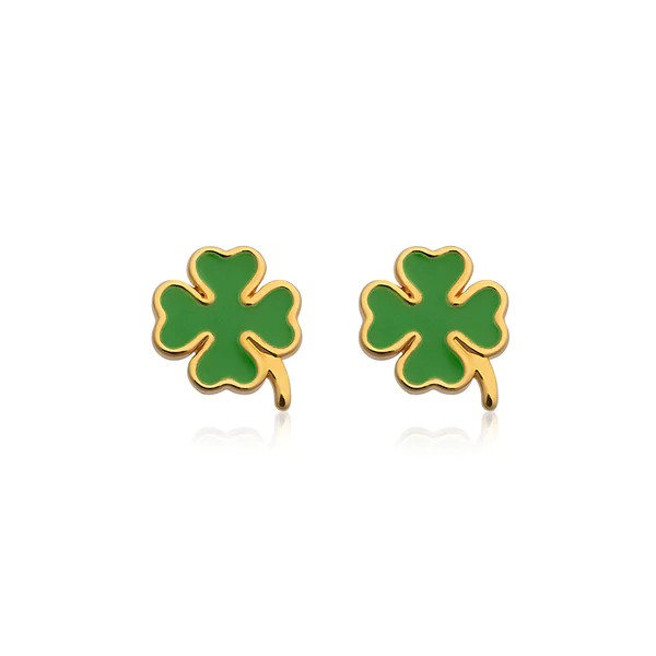 SOPHIE by SOPHIE Enamel clover studs Guld