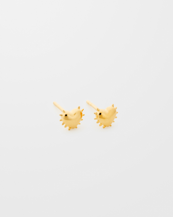True Love Spike Heart Stud Earrings Gold