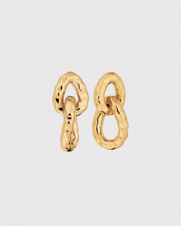 SYSTER P Bolded Hammered Links Earrings Gold