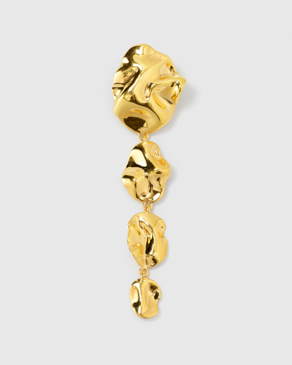 Moulded Long Single Earring Gold (one) i gruppen Örhängen / Guldörhängen hos SCANDINAVIAN JEWELRY DESIGN (EG1276)