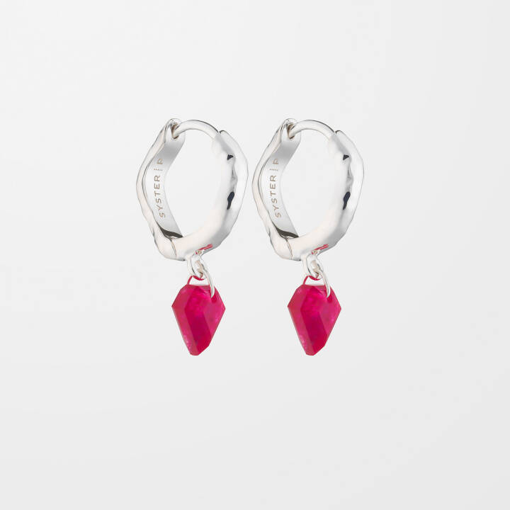 SYSTER P Diamona Pink Quartz Earrings Silver