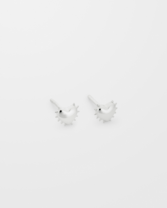 True Love Spike Heart Stud Earrings Silver