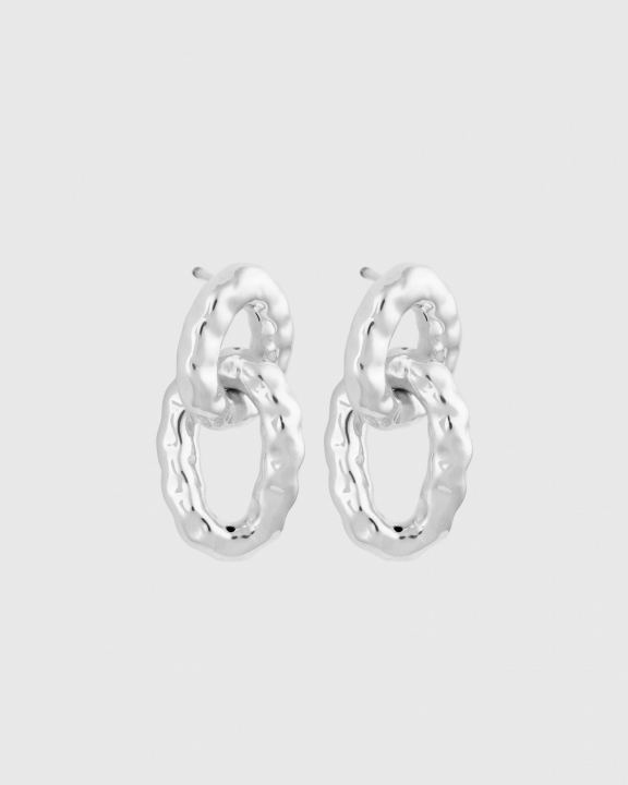 SYSTER P Bolded Hammered Links Earrings Silver