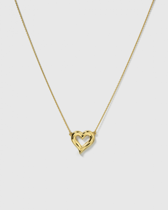 Puff Heart Necklace Gold i gruppen Halsband / Guldhalsband hos SCANDINAVIAN JEWELRY DESIGN (NG1408)