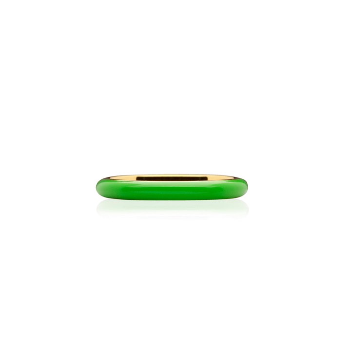 Enamel thin ring green (gold) i gruppen Ringar / Guldringar hos SCANDINAVIAN JEWELRY DESIGN (R2140GPEG)