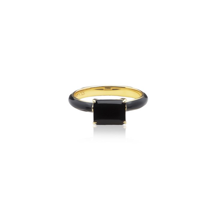 Iris enamel ring black (gold) i gruppen Ringar / Guldringar hos SCANDINAVIAN JEWELRY DESIGN (R2141GEBO)