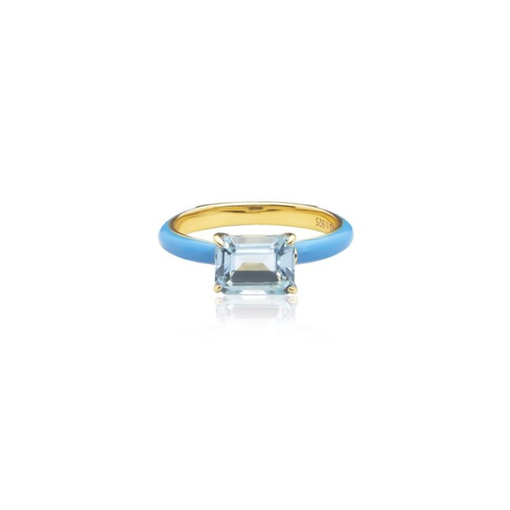 Iris enamel ring blue (gold) i gruppen Ringar / Guldringar hos SCANDINAVIAN JEWELRY DESIGN (R2141GEBT)