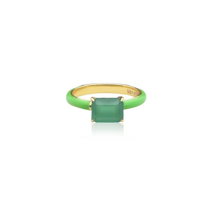 Iris enamel ring green (gold) i gruppen Ringar / Guldringar hos SCANDINAVIAN JEWELRY DESIGN (R2141GEGO)