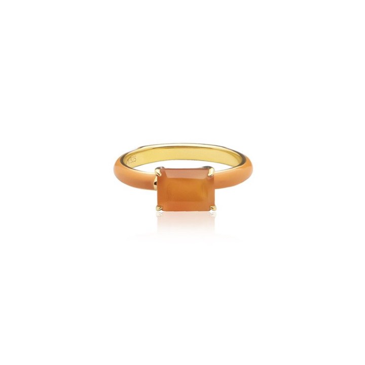 Iris enamel ring orange (gold) i gruppen Ringar / Guldringar hos SCANDINAVIAN JEWELRY DESIGN (R2141GEOC)
