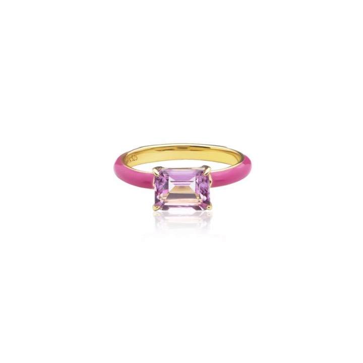 Iris enamel ring pink (gold) i gruppen Ringar / Guldringar hos SCANDINAVIAN JEWELRY DESIGN (R2141GEPT)
