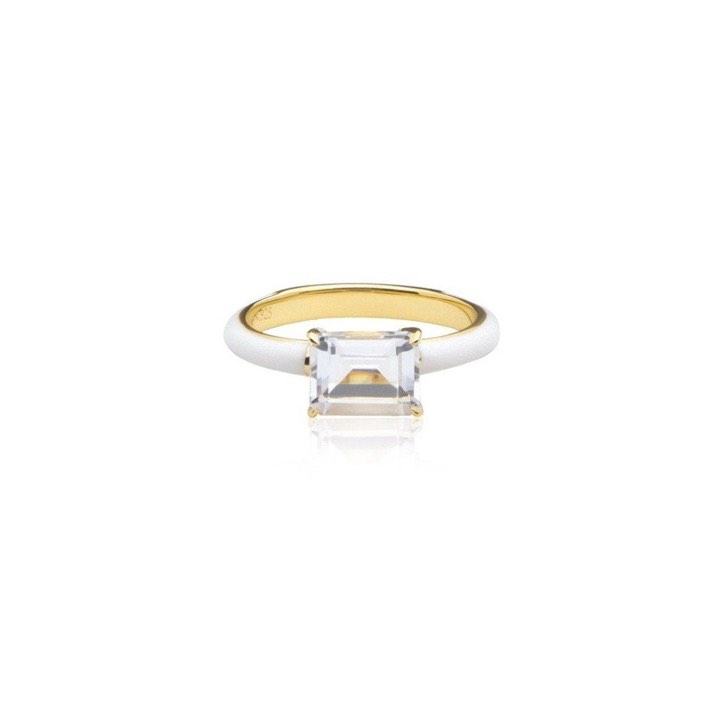 Iris enamel ring white (gold) i gruppen Ringar / Guldringar hos SCANDINAVIAN JEWELRY DESIGN (R2141GERC)