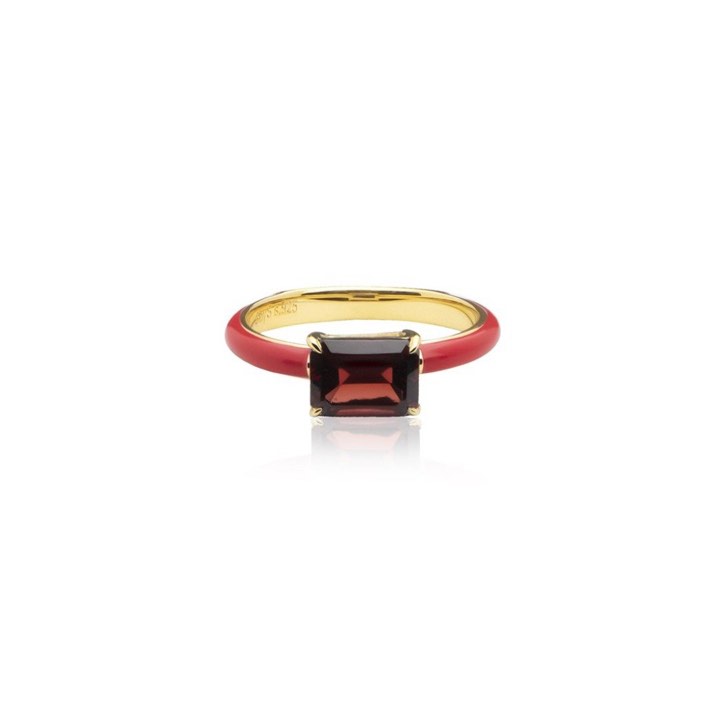 Iris enamel ring red (gold) i gruppen Ringar / Guldringar hos SCANDINAVIAN JEWELRY DESIGN (R2141GERG)