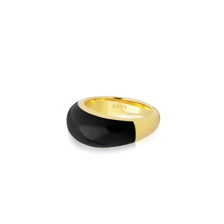 Enamel bold ring black (gold) i gruppen Ringar / Guldringar hos SCANDINAVIAN JEWELRY DESIGN (R2202GEBL)
