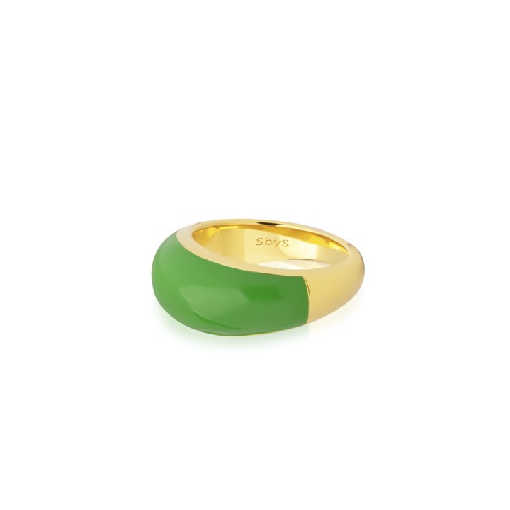 Enamel bold ring green (gold) i gruppen Ringar / Guldringar hos SCANDINAVIAN JEWELRY DESIGN (R2202GPEG)