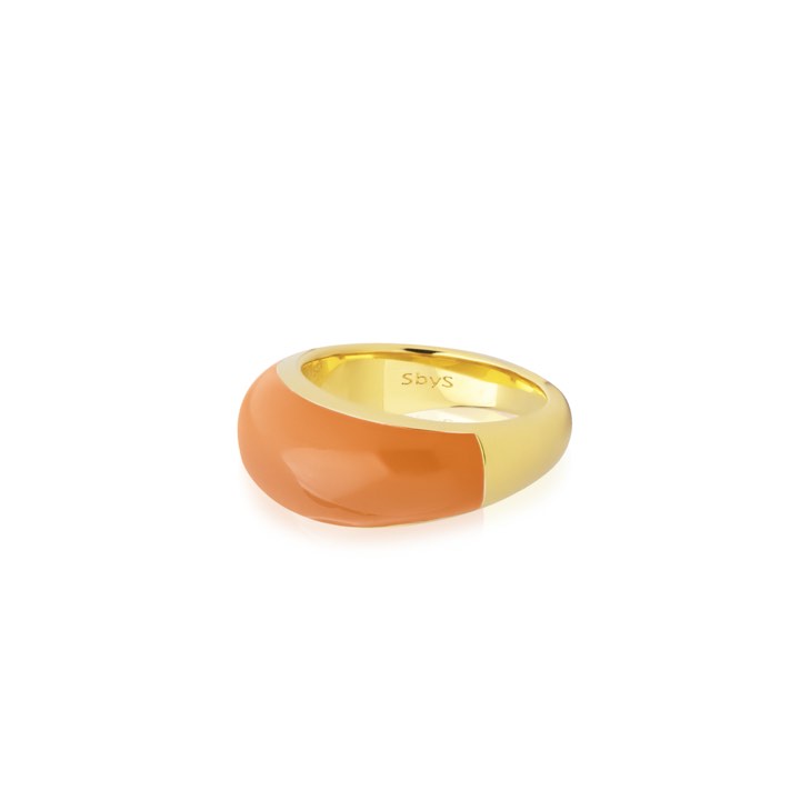 Enamel bold ring orange (gold) i gruppen Ringar / Guldringar hos SCANDINAVIAN JEWELRY DESIGN (R2202GPEO)