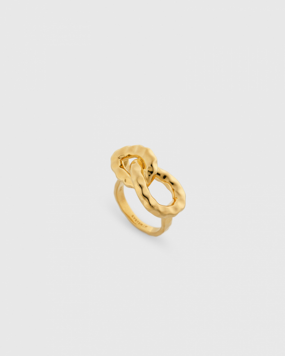 SYSTER P Bolded Hammered Links Ring Gold