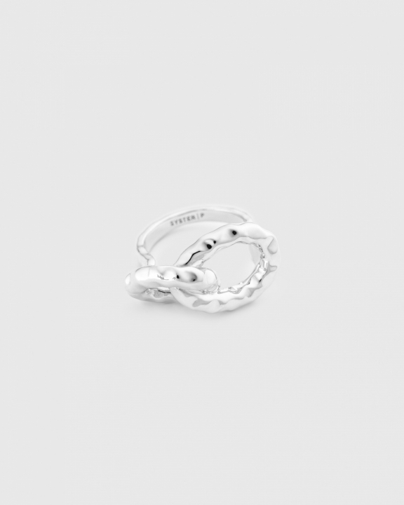 Product Image for SYSTER P Bolded Hammered Links Ring Silver 16.5
