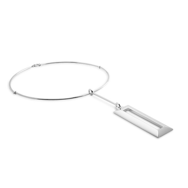 Rectangle Hängsmycke med halsring silver