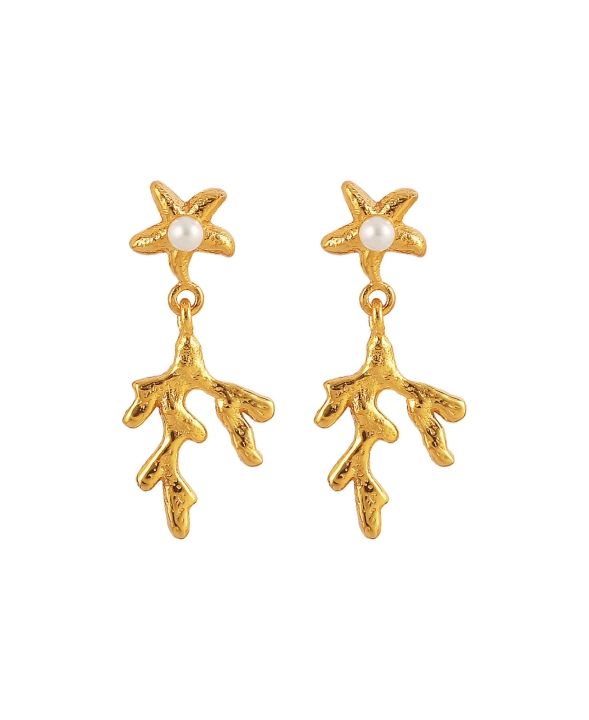 Hultquist Copenhagen Mini coral leaf örhänge (Guld)