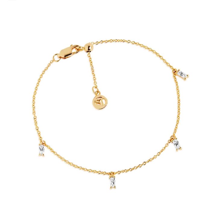 PRINCESS ANKLE CHAIN vita Zirkoner (guld)