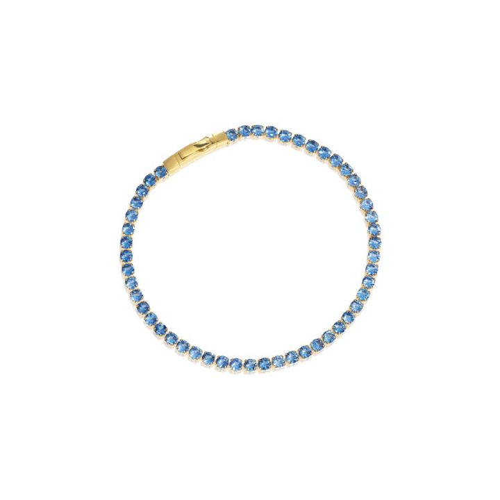 Ellera Grande - 18k guldpläterad, med blåa zirkoner Armband i gruppen Armband / Guldarmband hos SCANDINAVIAN JEWELRY DESIGN (SJ-B2870-BLCZ-YG-17)