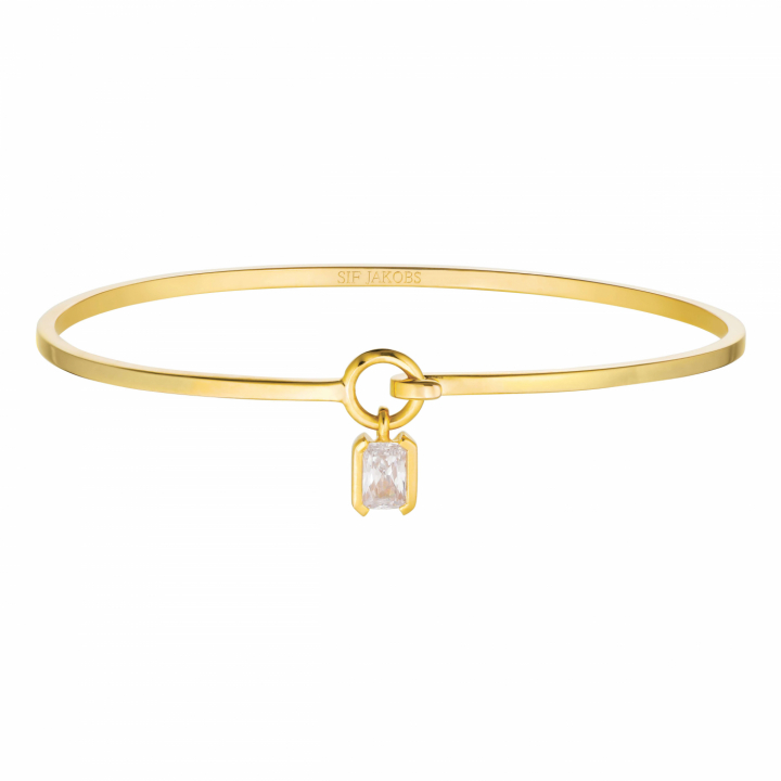 ROCCANOVA BANGLE Vita Zirkoner Guld i gruppen Armband / Armringar hos SCANDINAVIAN JEWELRY DESIGN (SJ-B42262-CZ-YG)