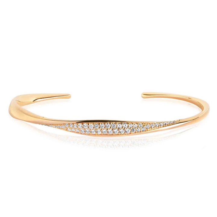 CETARA vita Zirkonia BANGLE Armband (guld) 18,5 cm