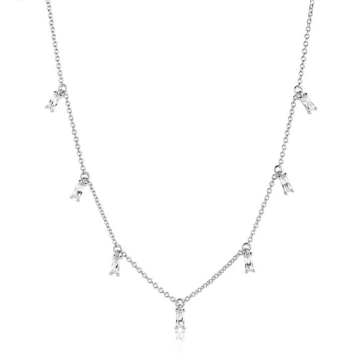 PRINCESS BAGUETTE halsband vita Zirkoner (silver) i gruppen Halsband / Silverhalsband hos SCANDINAVIAN JEWELRY DESIGN (SJ-C1074-CZ)