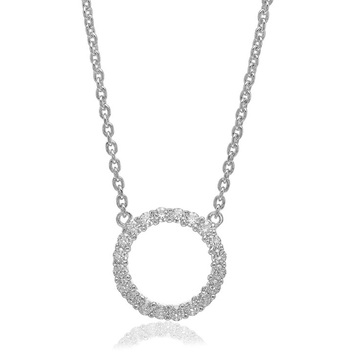 BIELLA GRANDE halsband vita Zirkoner (silver) 45 cm i gruppen Halsband / Silverhalsband hos SCANDINAVIAN JEWELRY DESIGN (SJ-C3381-CZ)