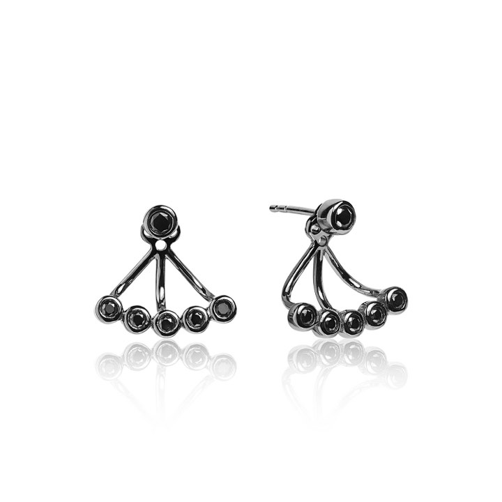 SARDINIEN EAR JACKETS svarta Zirkoner (silver)