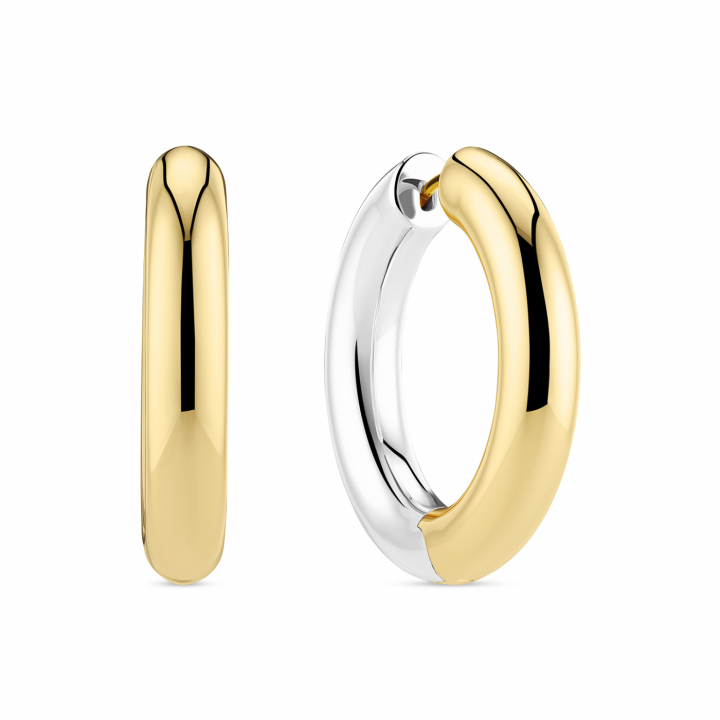 CARRARA PIANURA X-GRANDE Örhängen Silver/Guld i gruppen Örhängen / Guldörhängen hos SCANDINAVIAN JEWELRY DESIGN (SJ-E2476-2YG)